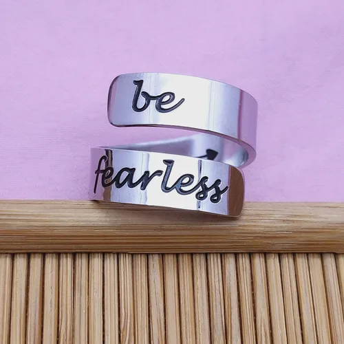 Miniatura 13 de HOFOYA Anillos inspiradores ajustables de acero inoxidable, anillos de grabado, joyería motivacional, graduación, San Valentín, regalos