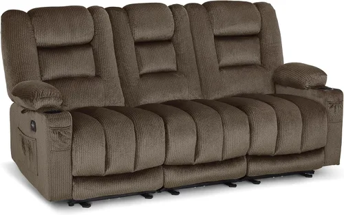 Miniatura 12 de MCombo PR648SET - Sofá reclinable eléctrico de gravedad cero de 55.9 pulgadas con masaje de calor y vibración, sofá biplaza reclinable con puertos