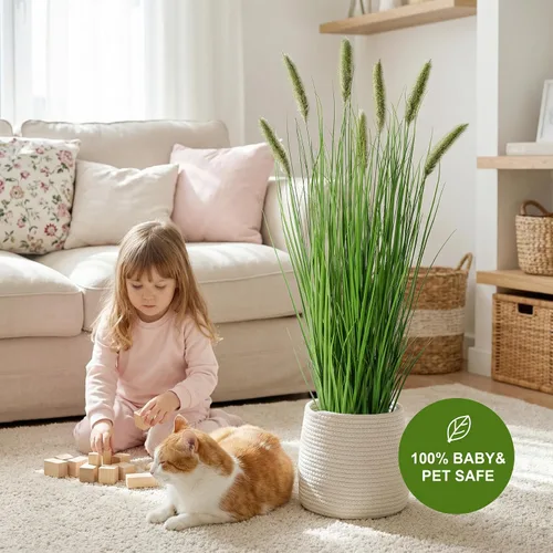 Miniatura 8 de Ttranewsoo Planta artificial de hierba de hortensias con maceta, planta de hierba de pampa falsa, utilizada para decoración de Navidad, creando