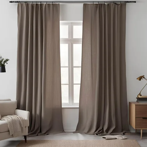 Miniatura 12 de Cortinas de lino sintético (2 paneles de 50 pulgadas de ancho x 108 pulgadas de largo, color blanco hueso)