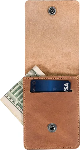 Miniatura 17 de Hide & Drink, Cartera vertical con bolsillo frontal con ranura para tarjetas, almacenamiento compacto para billetes, tarjetero, cuero de grano