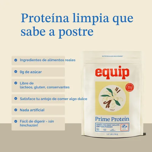 Miniatura 4 de Equip Foods - Polvo de proteína limpia de carne de res alimentada con pasto, apto para dieta carnívora, paleo y keto, sin gluten ni lácteos, 30