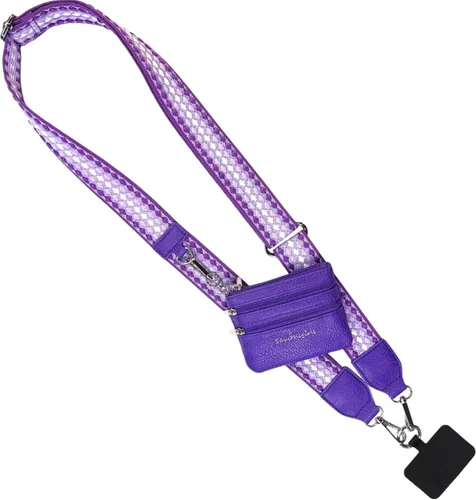 Miniatura 31 de Save the Girls Correa Original Clip and Go para Teléfono Original (Patrón Verde/Morado - Bolsa Verde) - Correa Cruzada para Teléfono con Cadena
