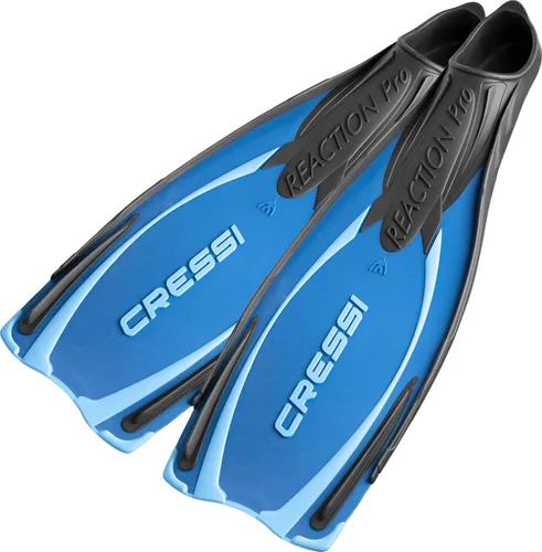 Miniatura 2 de Cressi Aletas de buceo y snorkel para adultos, potentes aletas de bolsillo para pies completos, Reaction Pro: fabricadas en Italia 2-Azul