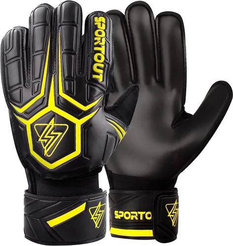 Miniatura 10 de Guantes de portero Sportout, guantes de portero con protección para los dedos, guantes de portero de fútbol transpirables, látex de 4 mm, para Verde