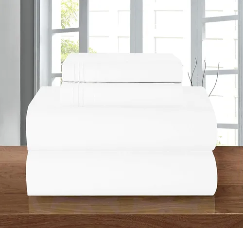 Miniatura 50 de Elegant Comfort - Juego de sábanas de 4 piezas de microfibra, 1500 hilos, sin arrugas, sábana bajera elástica, esquinas tipo bolsillos profundos