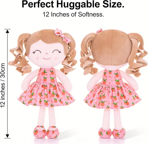 Miniatura 3 de Gloveleya Muñeca Baby Dolls Soft Rag Doll Baby Girl Regalos Curly Spring Girl - Naranja 9 pulgadas