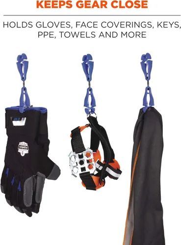Miniatura 3 de Ergodyne Squids 3420 Swiveling Glove Clip Holder with Dual Clips Azul - Paquete de 6