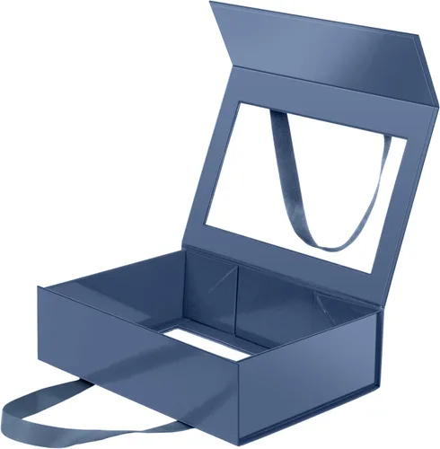 Miniatura 56 de Caja de regalo negra con ventana, caja de regalo magnética transparente para regalo, caja de propuesta de padrino de boda (10.5 x 7.5 x 3 pulgadas)