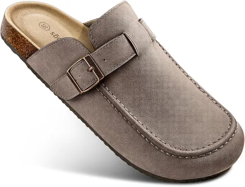 Miniatura 8 de BULLIANT Zuecos pantuflas sandalias de enfermería zapatos de trabajo para hombres y mujeres, parte superior con forro polar + plantilla de corcho