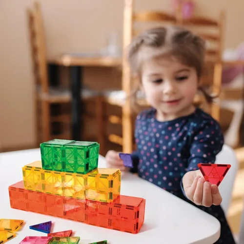 Miniatura 7 de FNJO Azulejos magnéticos, juego de construcción de 52 piezas, bloques de construcción magnéticos, juguetes STEM de construcción para niños