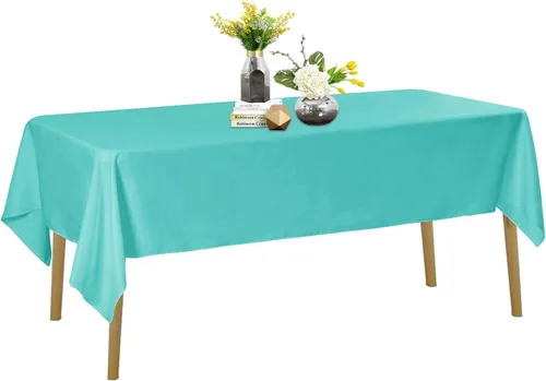 Miniatura 79 de Mantel de poliéster lavable de 90 pulgadas, resistente a las manchas y a las arrugas, mantel decorativo para mesa de comedor, fiestas de bufé y Negro