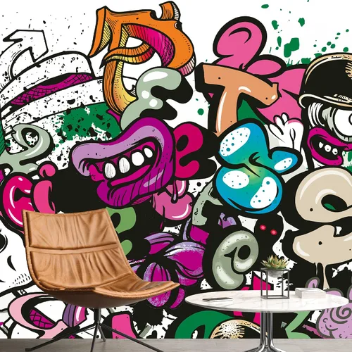 NWT Calcomanía de pared extraíble/mural de pared estilo de dibujos animados, pintura en aerosol urbana, graffiti y arte callejero, tipografía