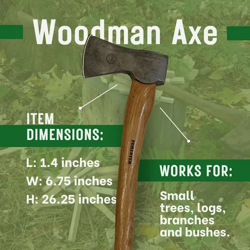 Miniatura 5 de FORESTER Woodman - Hacha de corte de madera de 24 pulgadas con vaina, hacha multiusos con mango de nogal para cortar y cortar madera, acero sueco