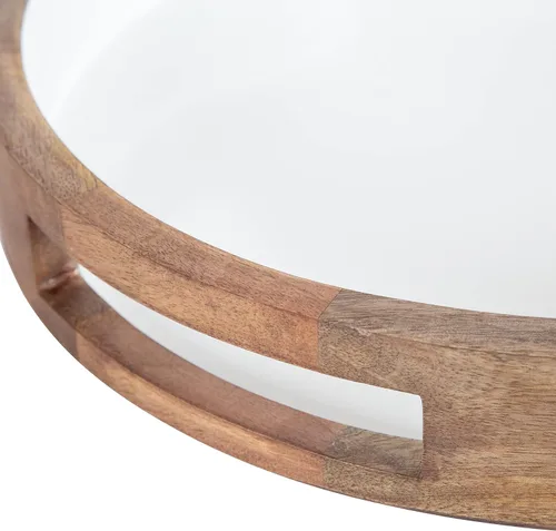Miniatura 9 de Kate and Laurel Ehrens - Bandeja de madera bohemia, 15 pulgadas de diámetro, natural y blanco, bandeja redonda para decoración de transición