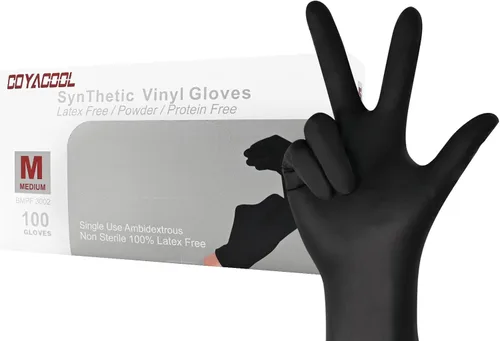 Miniatura 46 de Guantes desechables medianos, de mezcla de nitrilo y vinilo, sin látex, 100 unidades, guantes de grado alimenticio para limpieza, preparación de Azul