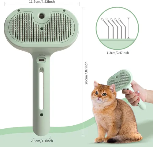 Miniatura 6 de Cepillo en aerosol para gatos para derramar – Cepillo de agua para gatos y perros con vapor – Peine de depilación de mascotas con tanque de agua