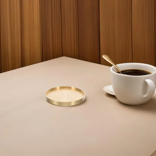 Miniatura 2 de Juego de 5 posavasos de latón de cobre de 2.59 x 2.59 pulgadas, resistentes al calor, para uso en el hogar, hotel, sala de té