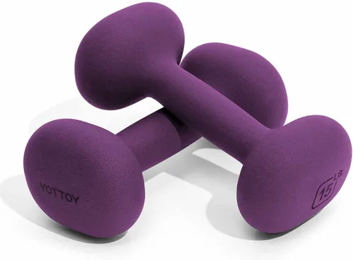 Miniatura 8 de YOTTOY Juego de mancuernas de 2, pesas de mano de 2-15 libras para mujeres, pesas de mano antideslizantes para gimnasio en casa, entrenamiento