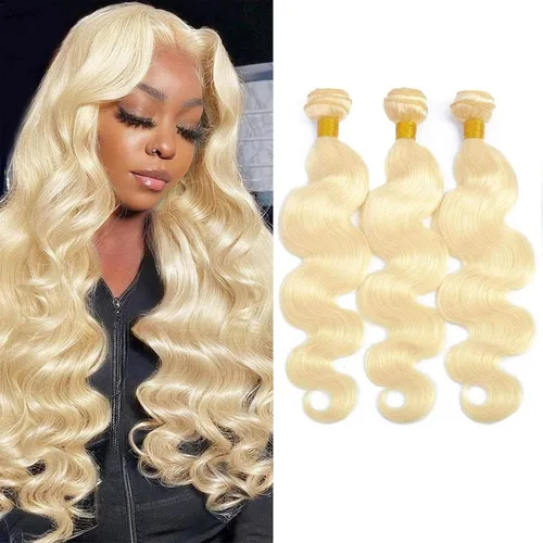 Miniatura 27 de Extensiones de cabello humano ondulado rubio 613 de 12 pulgadas, 100% sin procesar, grado 14A, cabello humano virgen brasileño sin procesar, 1