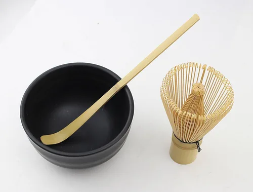 Miniatura 2 de Juego de batidor de matcha - Cepillo + cuenco de cerámica + cuchara, té verde japonés de bambú, juego de 3 piezas