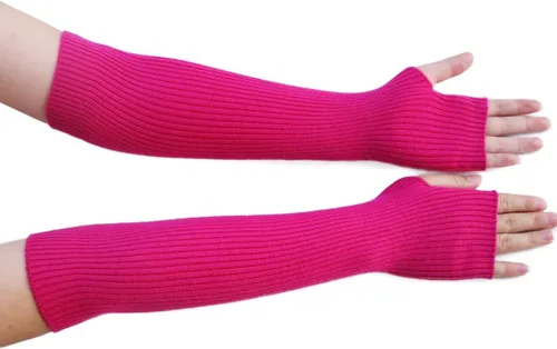Miniatura 51 de Facecozy Calentadores de brazos para mujer, mezcla de lana de cachemira, guantes largos sin dedos para mujer, guantes para clima frío con agujero