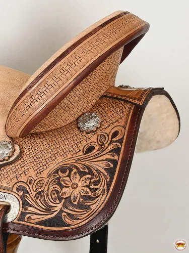 Miniatura 7 de HILASON Flex Tree Western Horse Saddle in American Leather Barrel Trail for Horses
