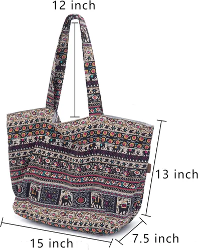 Miniatura 6 de OPQRSTU Bolso de mano hippie para mujer, bolso bohemio de gran capacidad, bolsos de hombro para turistas portátiles
