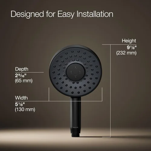 Miniatura 3 de KOHLER 26282-G-BL Statement - Ducha de mano redonda multifunción con 3 ajustes de pulverización, 1.75 GPM, negro mate