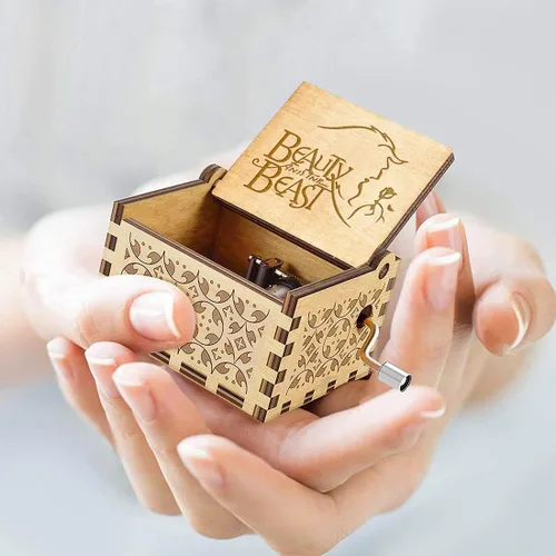 Miniatura 3 de Caja de música La Bella y La Bestia, regalo de madera para San Valentín, Navidad, cumpleaños, aniversario para esposa, novia, marido, novio, niña