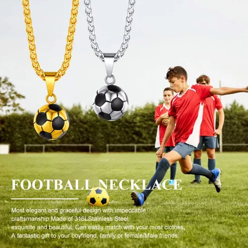Miniatura 2 de Richsteel Collar de acero inoxidable para fútbol baloncesto fútbol guantes para hombres y mujeres fanáticos de los deportes de 22 pulgadas con caja