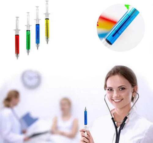 Miniatura 2 de 4 bolígrafos de jeringa + 6 bolígrafos de píldora + 10 bolígrafos con diseño de hueso, regalos de enfermera con temática médica y juego