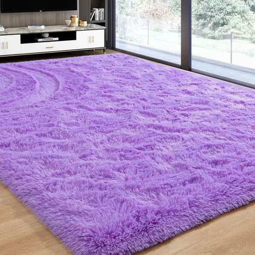 Miniatura 55 de Alfombra de área Softlife para sala de estar, alfombra lanuda mullida y esponjosa de 6 x 9 pies en color azul para dormitorio de niñas y niños, Azul