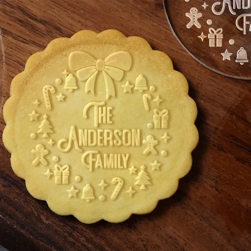 Miniatura 6 de Cortadores de galletas de Navidad personalizados 2023 con sello de galletas de Feliz Navidad para hornear, cortadores de galletas de azúcar