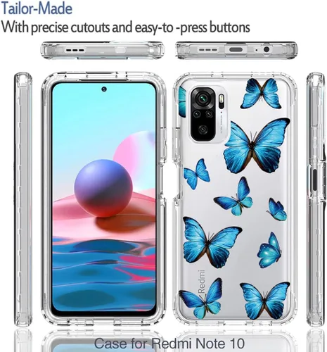 Miniatura 5 de Funda para Redmi Note 10 (4G)/Note 10S M2101K7BG con protector de pantalla de vidrio templado, suave 360 cuerpo completo a prueba de golpes