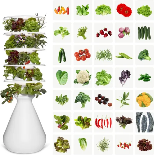 Miniatura 8 de Kit de inicio Lettuce Grow Farmstand con anillos luminosos y 12 créditos para plántulas Pequeño kit de sistema de cultivo hidropónico Torre