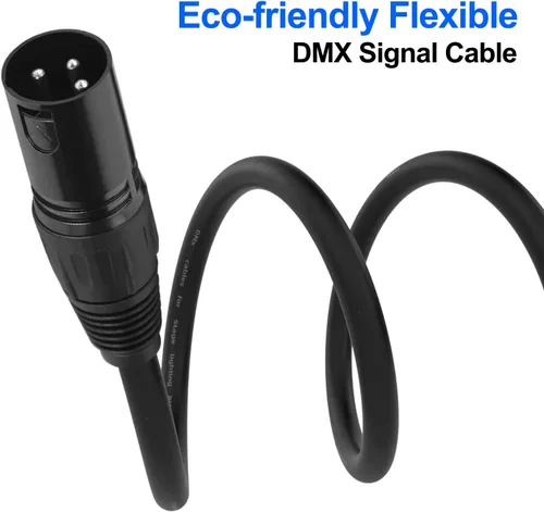 Miniatura 5 de Cable DMX de 10 pies, paquete de 4 cables de luz DMX de 9.8 ft, cables DMX de 3 pines, cable de señal XLR macho a hembra con conectores metálicos