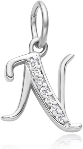 Miniatura 17 de Adabele Auténtica plata de ley brillante A-Z 26 letras pequeñas del alfabeto con circonita cúbica, colgante de diamantes de imitación resistente al