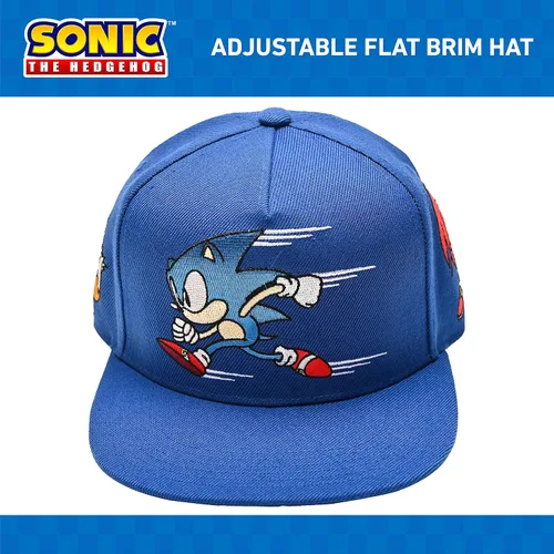 Miniatura 2 de Concept One Gorra de béisbol Sonic The Hedgehog para hombre, logotipo bordado con ala plana, ajustable