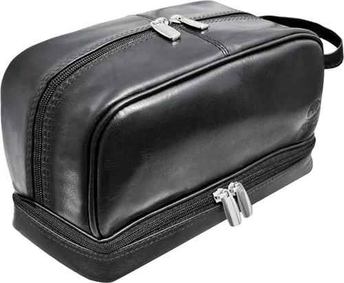 RUSTIC TOWN Neceser de cuero – Kit impermeable para hombres y mujeres, organizador de viaje para artículos esenciales de tamaño completo, aprobado