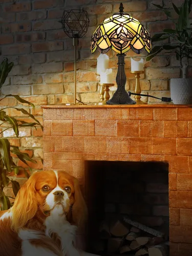 Miniatura 3 de KY&BOSAM Lámpara de Mesa Celta Irlandesa Tiffany Estilo Trébol Lámpara de Escritorio Luz Nocturna de Vidrio Emplomado 14 Pulgadas de Alto 8 Pulgadas