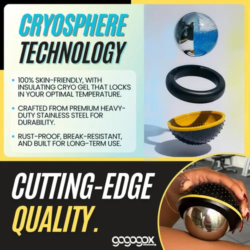Miniatura 5 de gogogox Cryosphere Cryo - Bola de rodillo de masaje frío, rodillo de hielo de 2.16 pulgadas para alivio muscular dolorido, masajeador de tejido