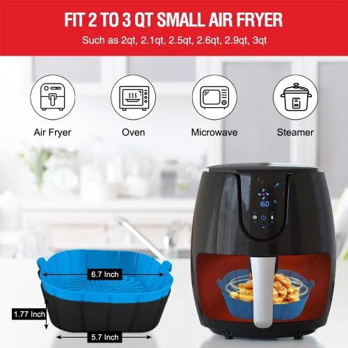Miniatura 2 de Forros de silicona para freidora de aire para freidoras pequeñas de aire de 2 a 3 QT, olla de cesta y tazón de silicona reutilizable antiadherente