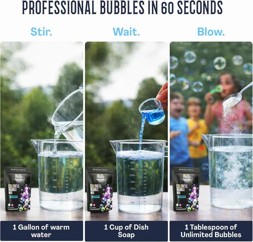 Miniatura 4 de Polvo para máquina de burbujas. Crea burbujas divertidas con esta mezcla de burbujas de primera calidad. Funciona con varitas de burbujas, máquinas