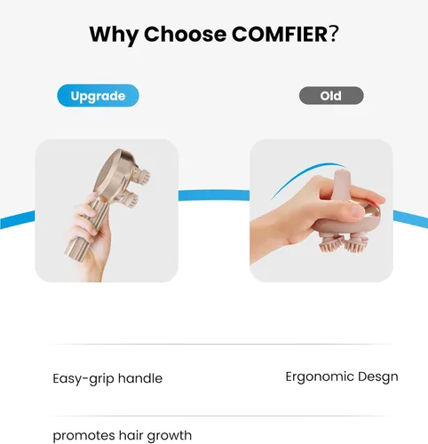 Miniatura 9 de COMFIER Masajeador de mano para el cuero cabelludo para el crecimiento del cabello, masajeador de cabeza inalámbrico, 3 modos y 8 garras