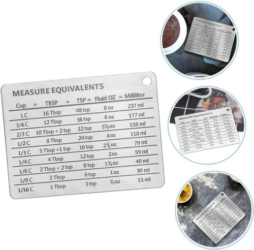 Miniatura 3 de Luxshiny Imán de nevera de acero inoxidable Gráfico de equivalentes de medida pequeña Cocina Conversor de medidas de imán. Conversor de mediciones