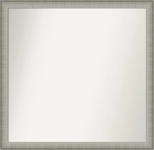 Miniatura 35 de Amanti Art Espejo de baño plateado para sobre fregadero, 25 x 25 pulgadas, espejo de tocador cuadrado estrecho de níquel cepillado, marco de madera