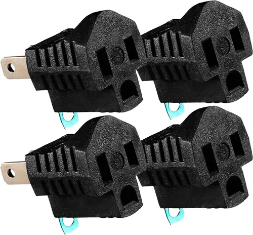 Maximm Adaptador de salida de 2 clavijas a 3 clavijas, convertidor de puesta a tierra polarizado ETL de dos clavijas a tres clavijas, paquete de 4