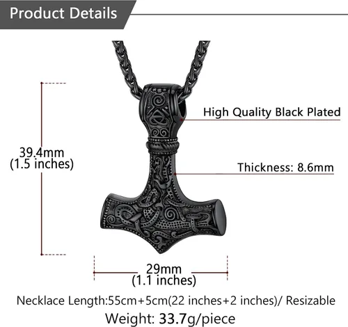 Miniatura 6 de U7 Collares de nudo celta, joyería vikinga nórdica de acero inoxidable, martillo de Thor, runas, triqueta mágica, nudo trinitario, colgante de cruz