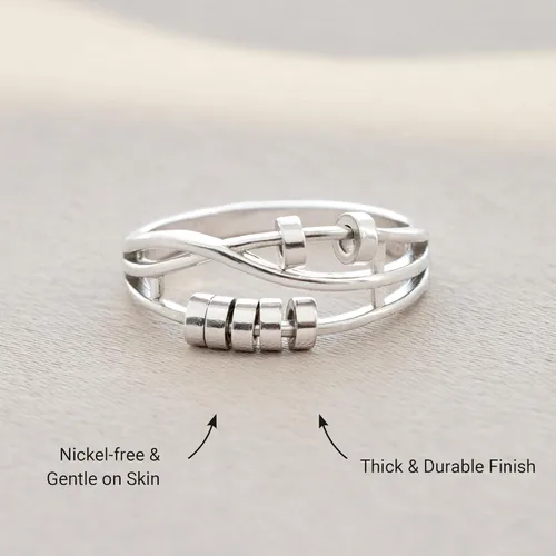 Miniatura 4 de STORYJEWELLERY Anillo de ansiedad para mujeres, anillo giratorio, anillos de ansiedad, anillos giratorios para el estrés, joyería para ansiedad